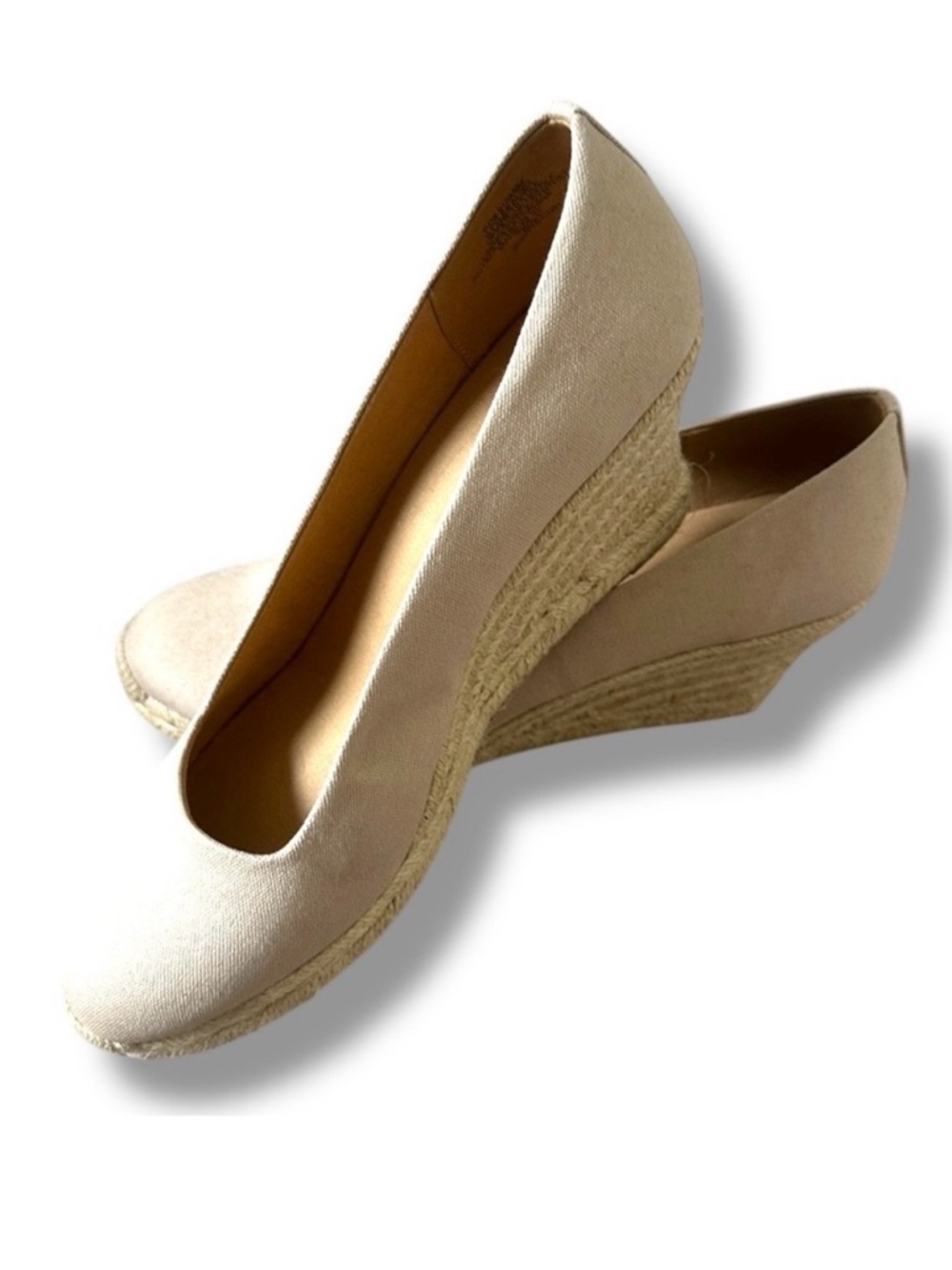 NWOT J.Crew Beige Canvas Espadrille Wedge Heel Womens Size 12 Preppy Summer Boho